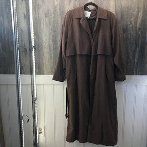 London Fog brown long trench rain coat size 8